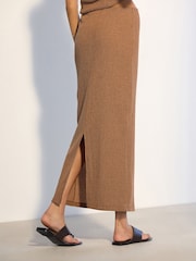 Brown Textured Maxi Skirt - Image 3 of 7