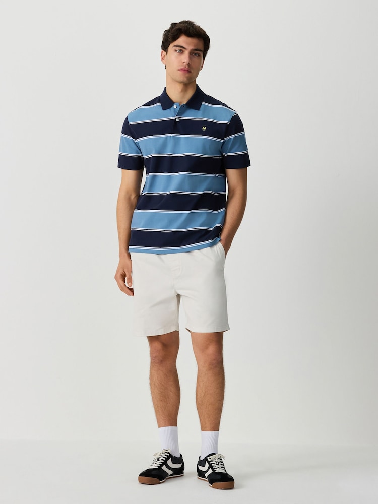 أزرق - قميص بولو مخطط بالعرض - Image 2 of 8