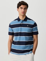 أزرق - قميص بولو مخطط بالعرض - Image 3 of 8