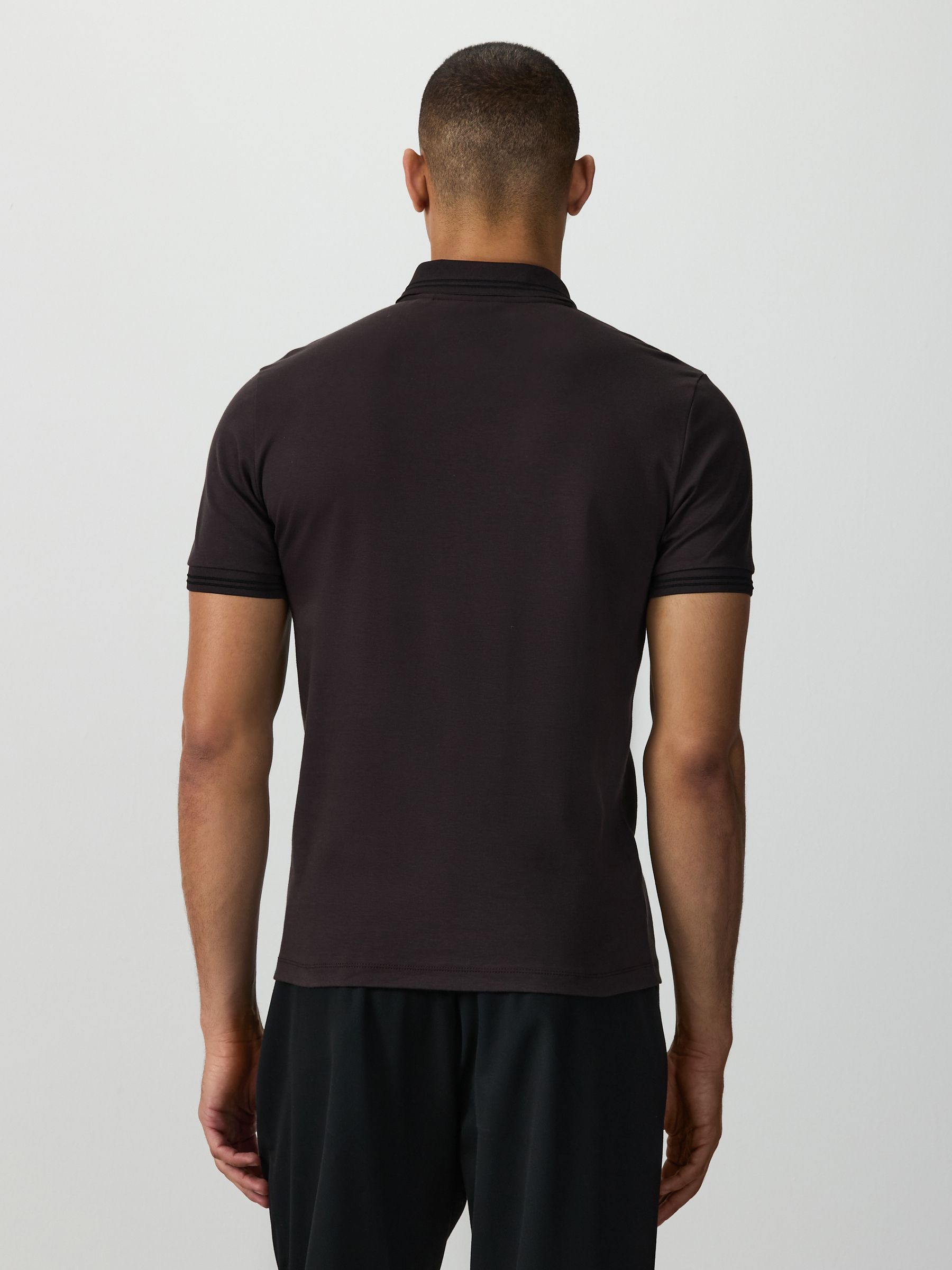 Buy Brown Tipped Trident Collar Zip Neck Polo Shirt from Next USA