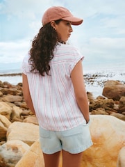 White/Red/Blue Stripe - Camisa de manga corta con lino - Imagen 4 de 8