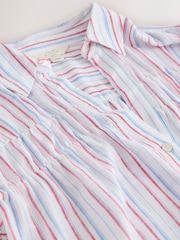 White/Red/Blue Stripe - Camisa de manga corta con lino - Imagen 7 de 8