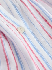 White/Red/Blue Stripe - Camisa de manga corta con lino - Imagen 8 de 8