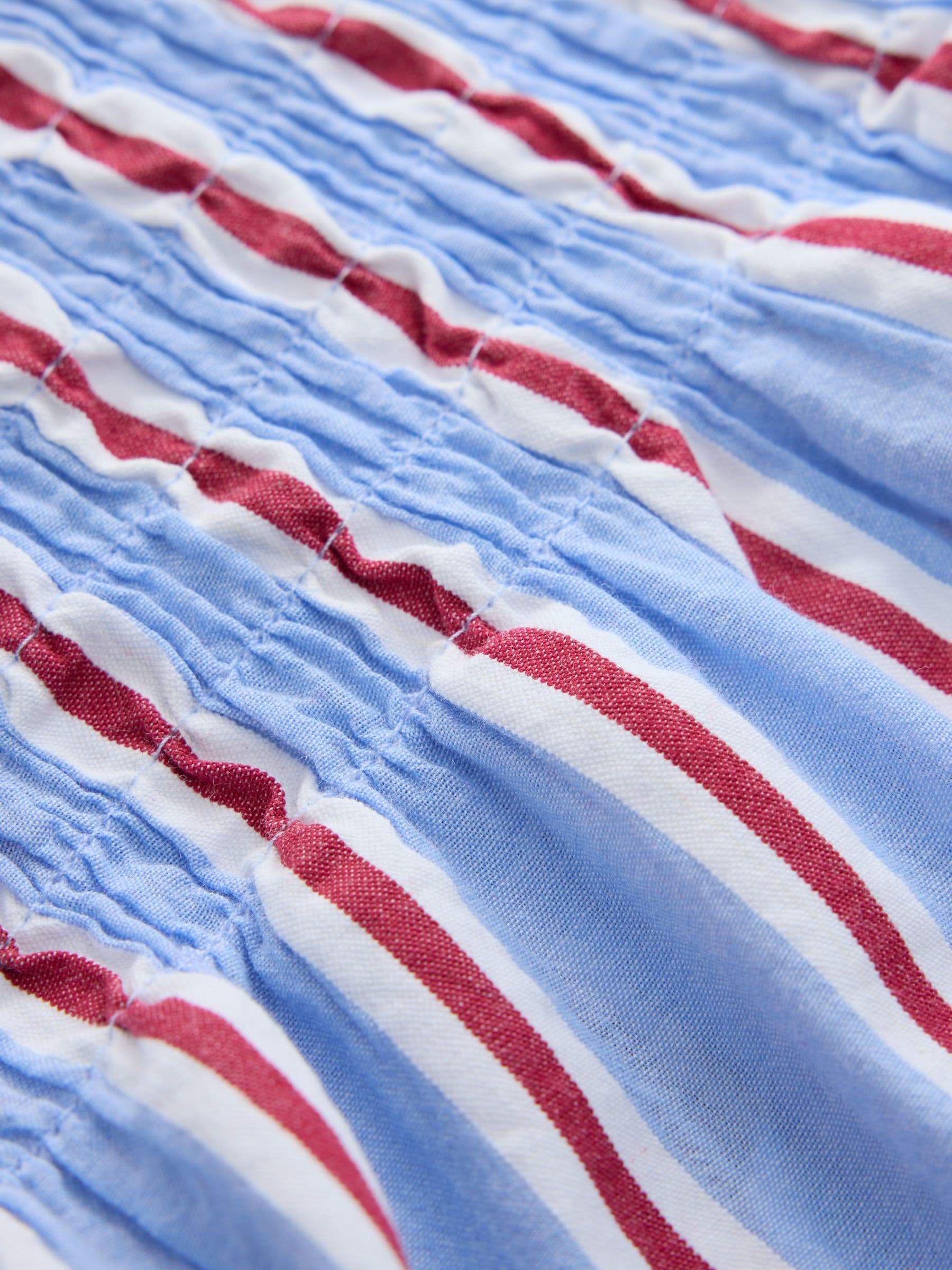 Buy Red/Blue Stripe Smocked Tie Front V-Neck Top from Next USA