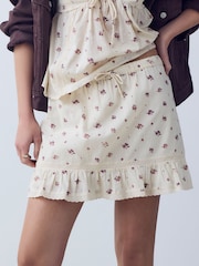 クリーム 小花柄プリント - Mini Skort - 画像 3 / 9