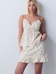 クリーム 小花柄プリント - Mini Skort - 画像 4 / 9