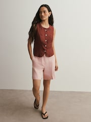 Burgundy Sun - 刺繍入りボタンフロントトップス - 画像 3 / 4