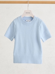 Reiss Pale Blue Rhea Short Sleeve Jumper - Image 1 of 3