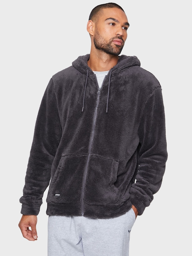 Threadbare Grey Borg Zip-Through Lounge Hoodie - Image 1 of 4