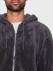 Threadbare Grey Borg Zip-Through Lounge Hoodie - Image 3 of 4