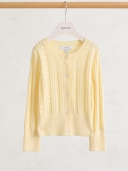 Reiss Lemon Flo Wool-Cotton Pointelle Cardigan - Image 1 of 3