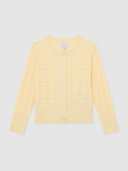 Reiss Lemon Flo Wool-Cotton Pointelle Cardigan - Image 2 of 3