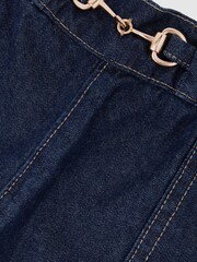 Reiss Indigo Penelope Horsebit-Detail Denim Shorts - Image 3 of 3