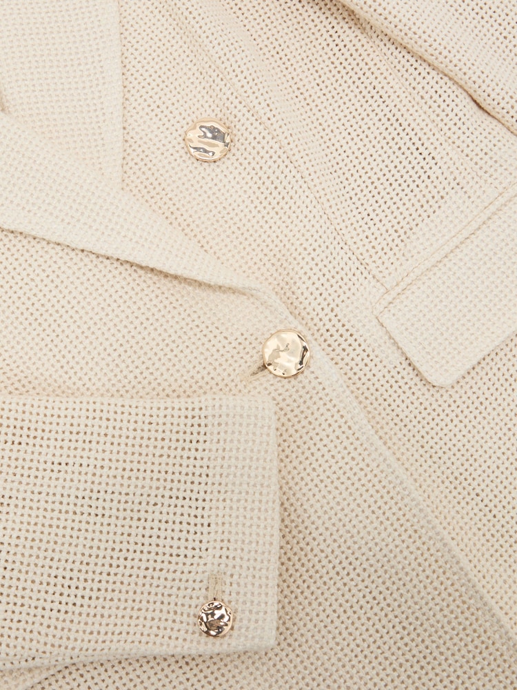 Reiss Cream Fiore Open-Weave Double-Breasted Blazer - Image 6 of 6