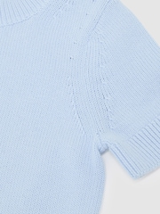 Reiss Pale Blue Rhea Cotton Short-Sleeve Jumper - Image 3 of 3
