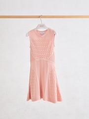Reiss Pink Lindy 3-9 yrs Pointelle-Knit Flippy Dress - Image 2 of 3