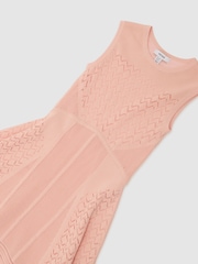 Reiss Pink Lindy 3-9 yrs Pointelle-Knit Flippy Dress - Image 3 of 3