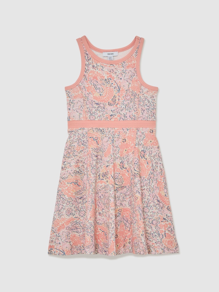 Reiss Multi Eden Stretch-Cotton Floral Sleeveless Dress - Image 1 of 4