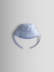 JoJo Maman Bébé Light Blue Gingham Reversible Bucket Hat - Image 3 of 7