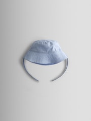 JoJo Maman Bébé Light Blue Gingham Reversible Bucket Hat - Image 5 of 7
