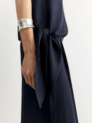 Chemisier BOHEM fluide asymétrique drapé bleu marine - Image 4 de 6