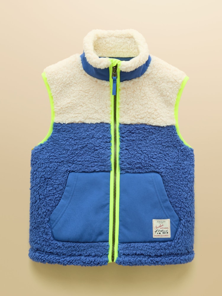 Joules Boys' Billy Cream & Blue Fleece Gilet - Image 1 of 4 Joules Boys' Billy Cream & Blue Fleece Gilet - Image 1 of 4