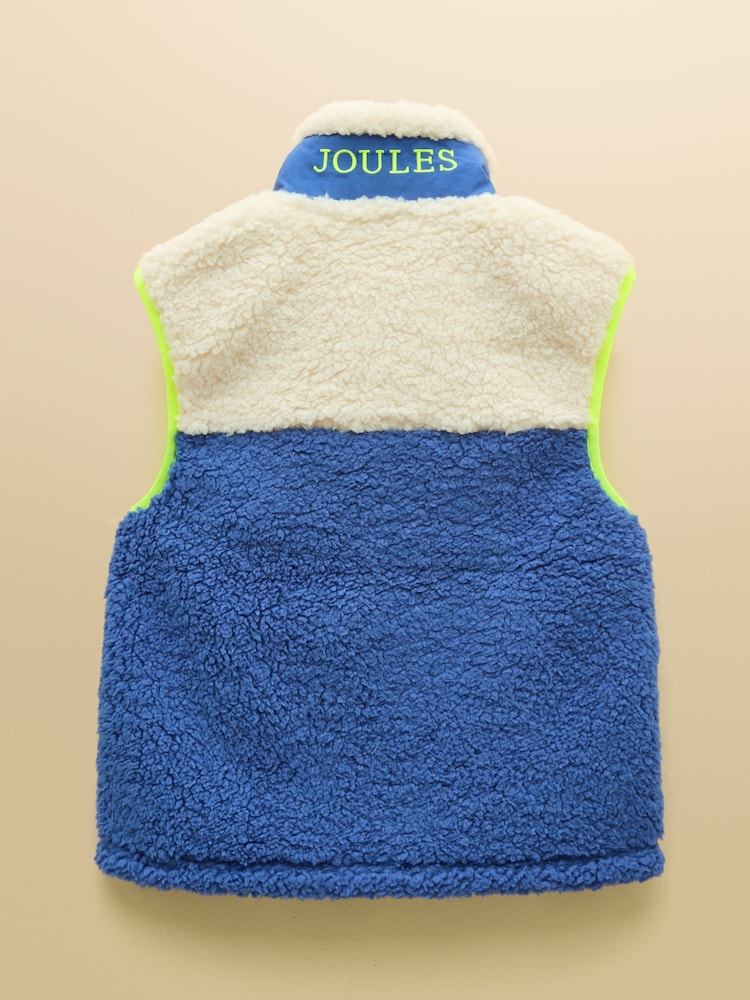 Joules Boys' Billy Cream & Blue Fleece Gilet - Image 2 of 4 Joules Boys' Billy Cream & Blue Fleece Gilet - Image 2 of 4