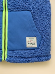Joules Boys' Billy Cream & Blue Fleece Gilet - Image 3 of 4