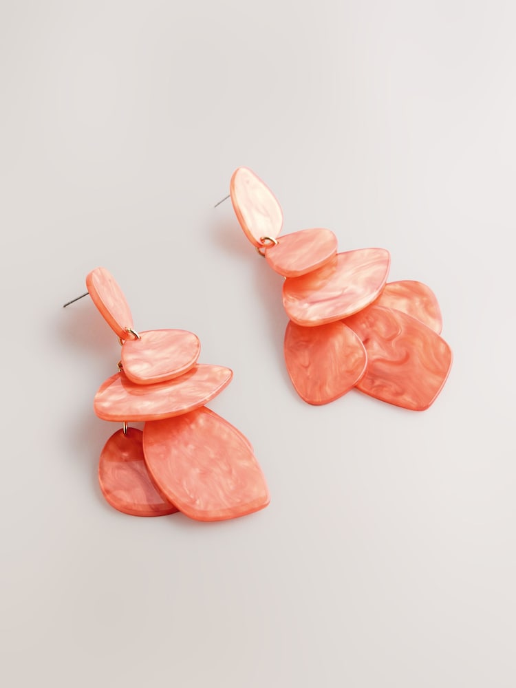 Korall - Örhängen med uttalande i harts - Bild 1 av 3