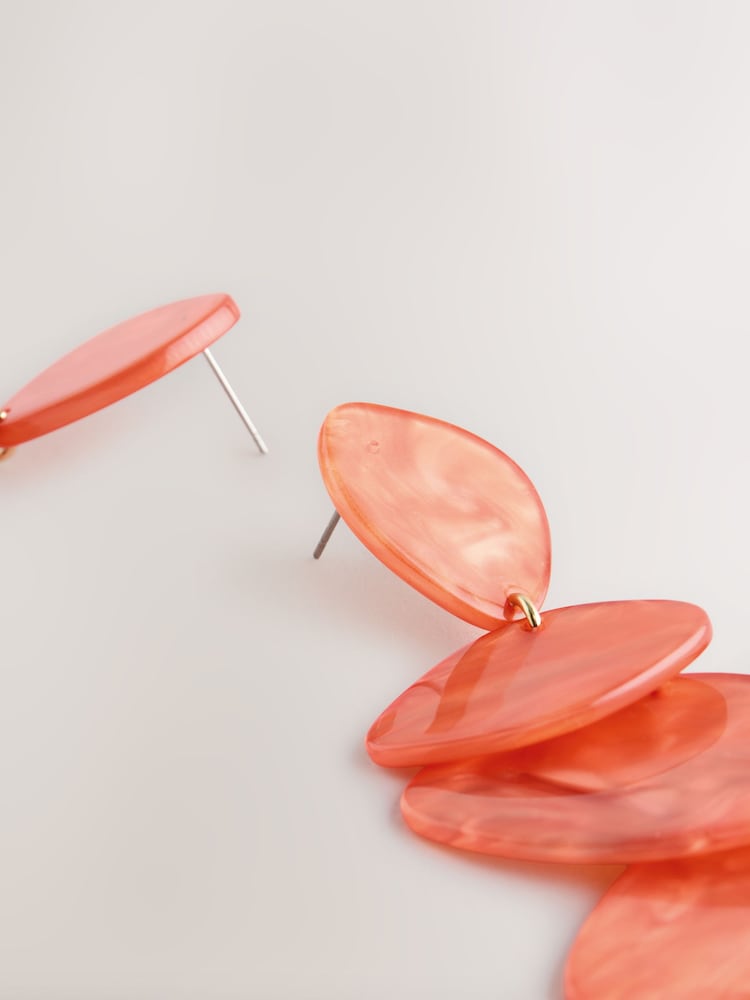 Coral Statement Resin Earrings - Image 5 of 5