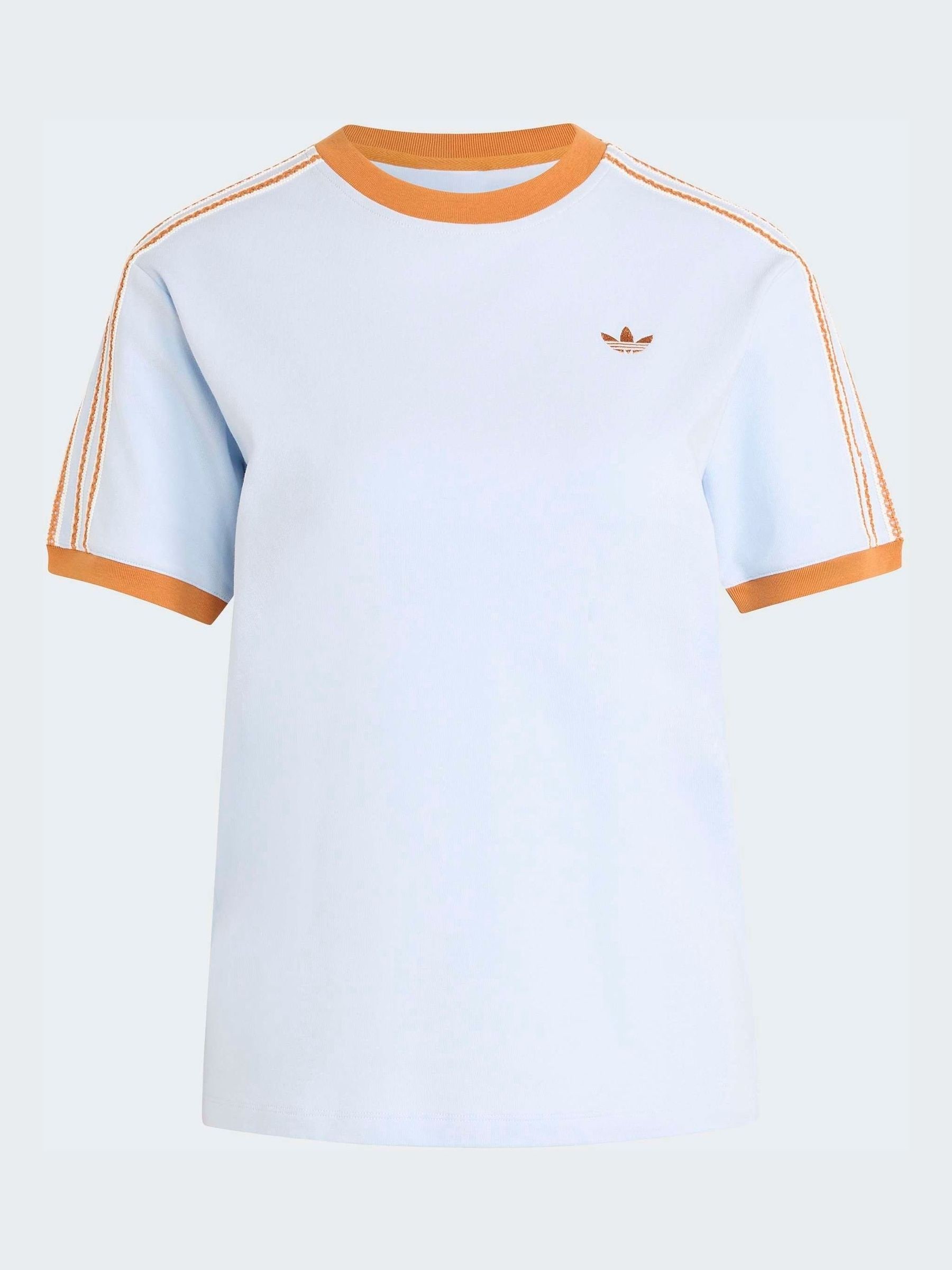 Buy adidas Originals Blue/Orange Crochet 3 Stripe T-Shirt from