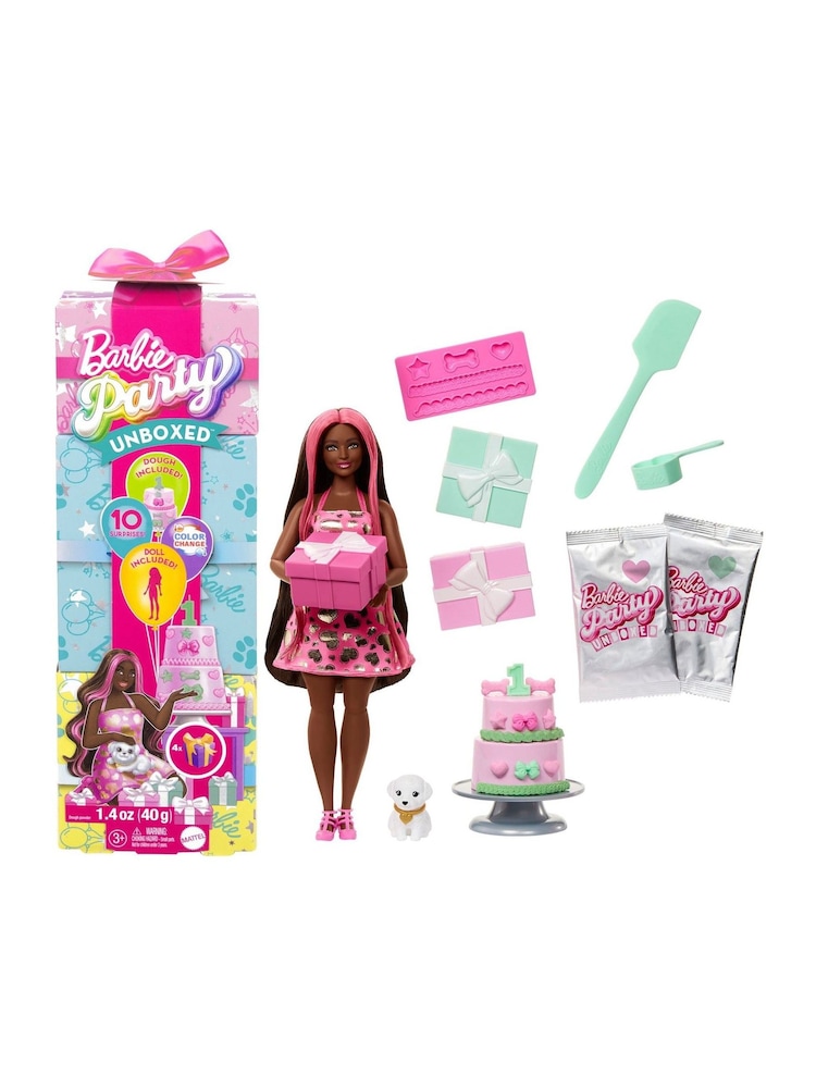 Mattel Games Barbie Party Unboxed Pet Birthday Doll 2 Brun - Image 2 of 6