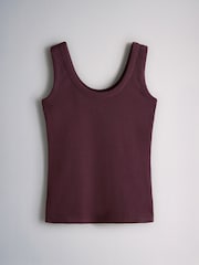 The Set 4 Pack Ribbed Scoop Vests Plum/Purple/White/Stripe - Image 5 of 6