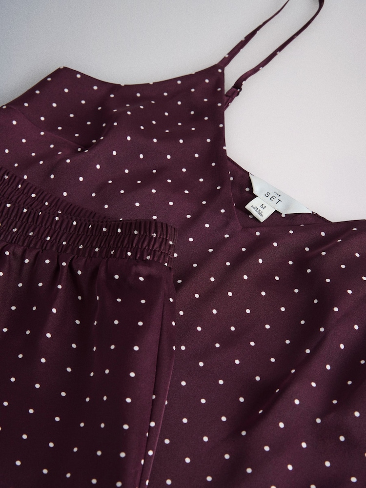 The Set 3 Pack Satin Cami and Short Pyjamas Set Berry/Spot/Stripe - Image 14 of 14 The Set 3 Pack Satin Cami and Short Pyjamas Set Berry/Spot/Stripe - Image 14 of 14