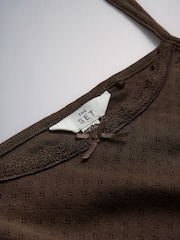 The Set 2 Pack Pointelle Cami and Short Pyjama Sets Brown/Cream - Image 13 of 14