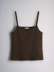 The Set 2 Pack Pointelle Cami and Short Pyjama Sets Brown/Cream - Image 2 of 6