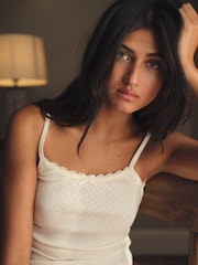 The Set 2 Pack Pointelle Cami and Short Pyjama Sets Brown/Cream - Image 8 of 14