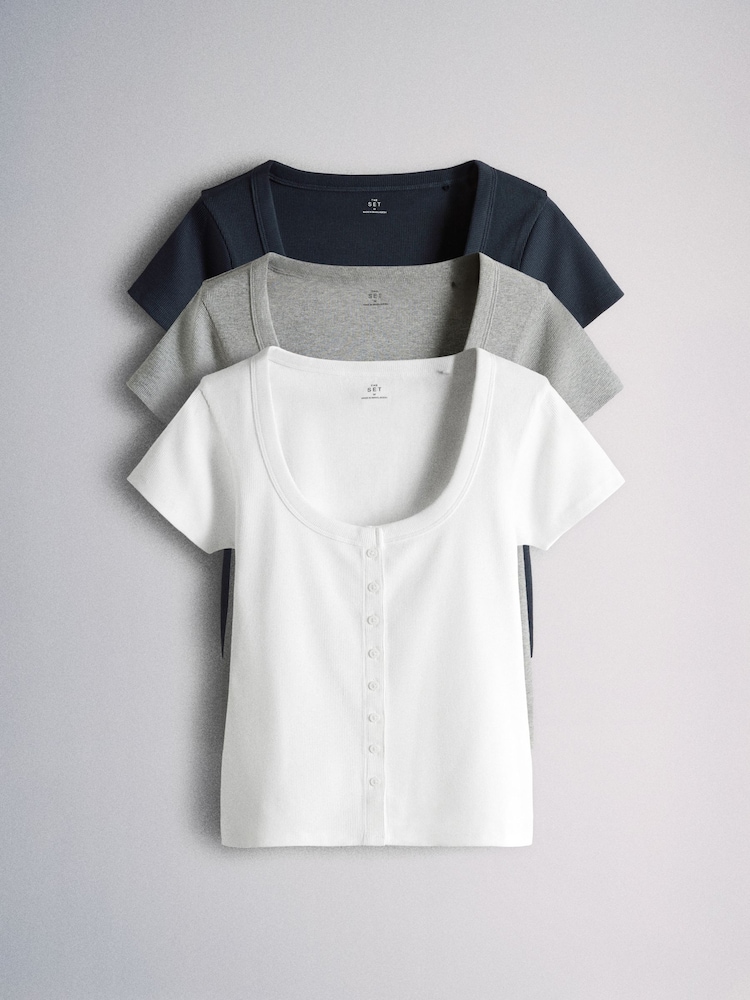 The Set Scoop Neck Button Through Tops - Imagen 2 de 6