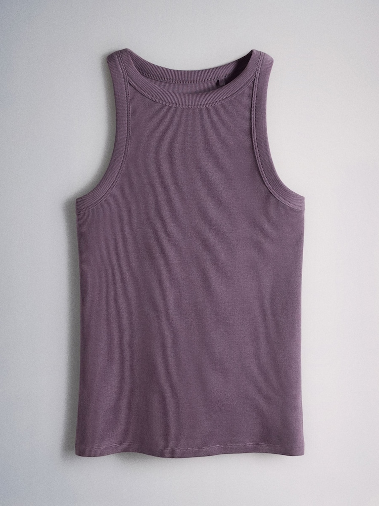 The Set 4 Pack Racer Ribbed Vests Purple/Pink/White/Neutral Stripe - Image 2 of 6