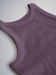 The Set 4 Pack Racer Ribbed Vests Purple/Pink/White/Neutral Stripe - Image 6 of 6