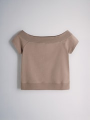 The Set 3 Pack Off Shoulder Tops Black Brown/White - Image 2 of 6