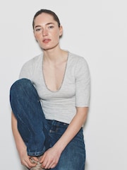 The Set 4 Pack Mid Sleeve V-Neck Lace Tops Green/Pink/Grey/Stripe - Image 1 of 11