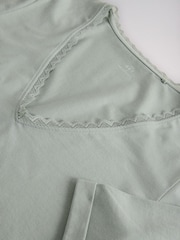 The Set 4 Pack Mid Sleeve V-Neck Lace Tops Green/Pink/Grey/Stripe - Image 11 of 11