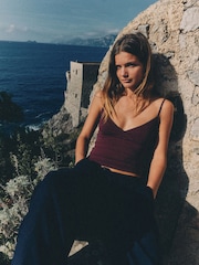 The Set 3 Pack Crossover Strappy Camis Navy Blue Spot/Light Pink/Plum - Image 1 of 6