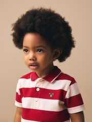 Red Stripe/Navy Short Sleeve Polo Top & Chino Shorts Set (3mths-7yrs) - Image 4 of 4