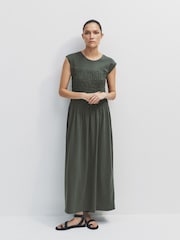The Set 2 Pack Shirred Maxi Jersey Dresses Khaki Green/Black - Image 1 of 9