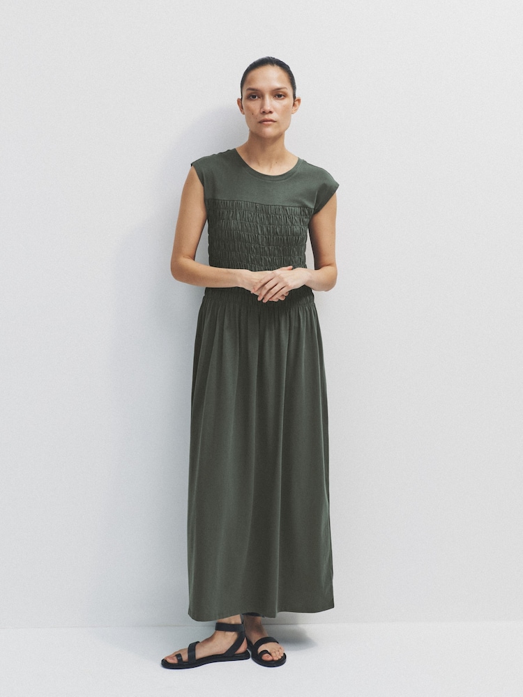 The Set 2 Pack Shirred Maxi Jersey Dresses Khaki Green/Black - Image 1 of 9