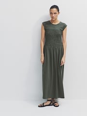 The Set 2 Pack Shirred Maxi Jersey Dresses Khaki Green/Black - Image 3 of 9