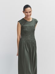 The Set 2 Pack Shirred Maxi Jersey Dresses Khaki Green/Black - Image 5 of 9
