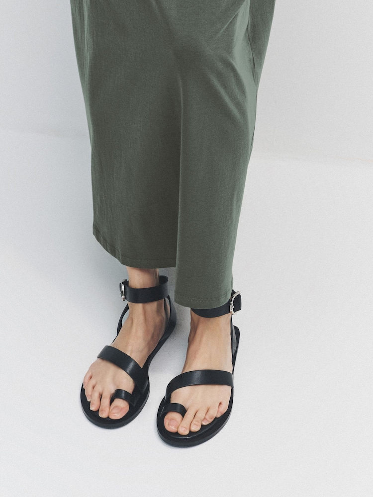 The Set 2 Pack Shirred Maxi Jersey Dresses Khaki Green/Black - Image 6 of 6